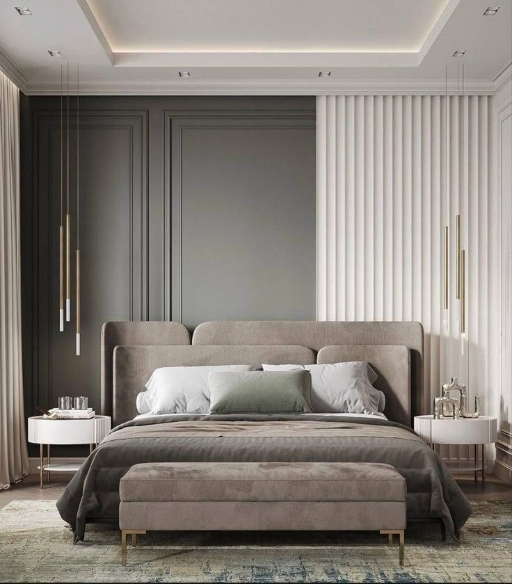 Minimalist master bedroom with neutral palette